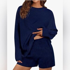 Navy Blue Sweater Matching Set